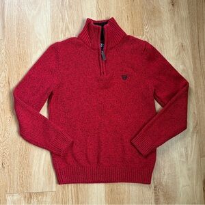 Boys Chaps Quarter-Zip Red Mockneck Sweater Size Medium 10-12 Cotton Blend